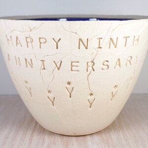 Ninth Wedding Anniversary Pottery Bowl -  9th Anniversary Gift / Traditional Anniversary Pottery / Unique Wedding Gift / Wife Pottery Gift
