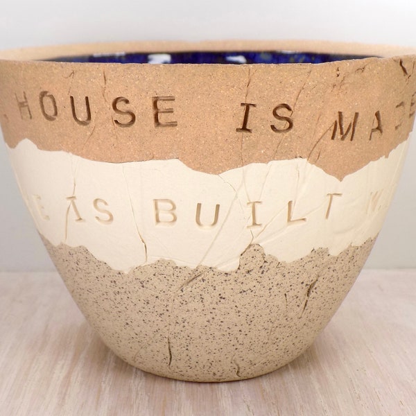 Ralph Waldo Emerson - Quote Pottery Bowl - A House is Made of Walls and Beams - Housewarming Pottery / Housewarming Gift / New Home Gift