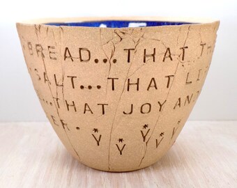 Bread Salt Wine - Quote Pottery Bowl - Blessing Pottery Bowl / Housewarming Pottery / Housewarming Gift / New Home Gift / Hostess Gift