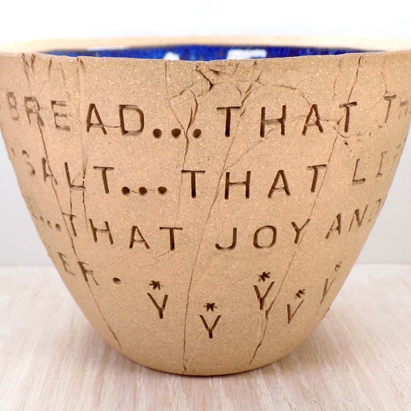 Bread Salt Wine - Quote Pottery Bowl - Blessing Pottery Bowl / Housewarming Pottery / Housewarming Gift / New Home Gift / Hostess Gift