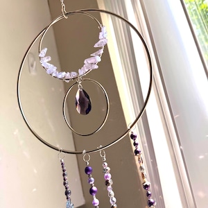 purple crystal suncatcher - decorative window hanging