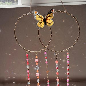 yellow butterfly crystal suncatcher - decorative window hanging