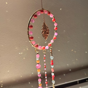 peachy pink crystal suncatcher - mini decorative window hanging