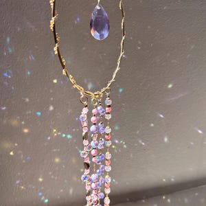 pink & purple crystal suncatcher - decorative window hanging