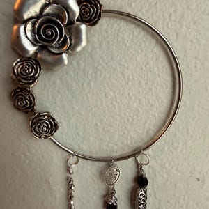 antique silver floral mini decorative window hanging