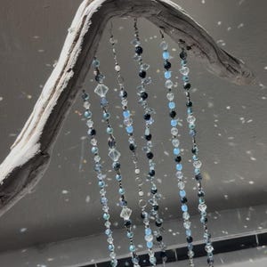 navy blue arched crystal suncatcher - decorative driftwood hanging