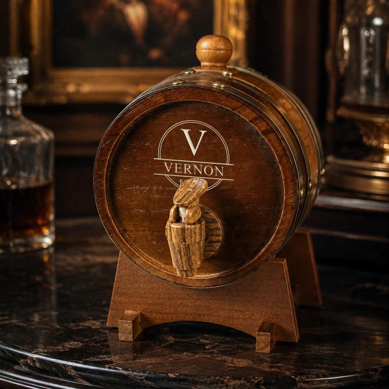 Custom Engraved Wooden Whiskey Barrel: Mini Cask, Personalized Home Bar ...