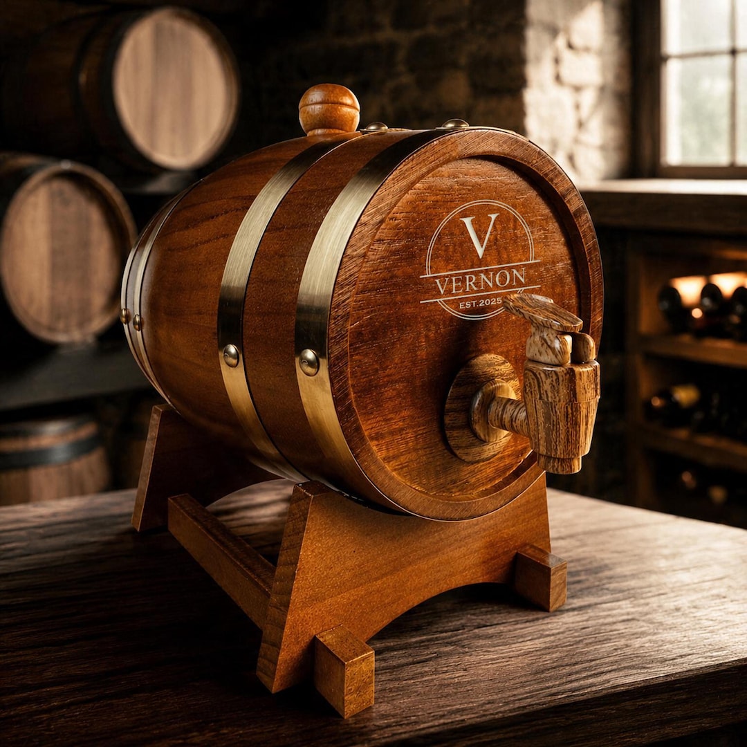 Custom Engraved Wooden Whiskey Barrel: Mini Cask, Personalized Home Bar ...