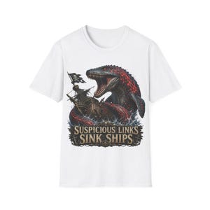 不審なリンクは船を沈める：面白いサイバーセキュリティTシャツ｜ソーシャルエンジニアリングTシャツ｜ITユーモアギフト
