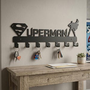 Superhero Key Holder, Metal Hook, Entryway Wall Hook, Boys Room Decor, Kids Bedroom Gift
