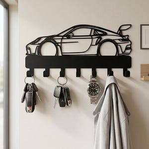Custom Racing Car Key Hook Organizer, Metal Auto Coat Hanger, Entryway Wall Mounted Plaque, Man Cave Shed Decor, Husband Gift