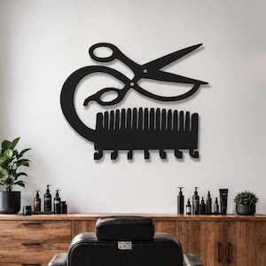 Soporte metálico para llaves de barbero, organizador de pared con gancho, decoración vintage de hierro para barbería, regalo para estilistas.