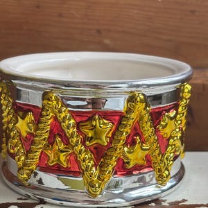Vintage juldekor Boston Warehouse keramisk trumdippskål | Serveringsskål för högtider