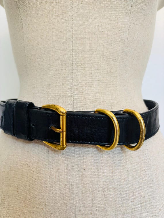 Vintage Robert Lee Morris Black Leather Solid Brass Buckle  display picture 2