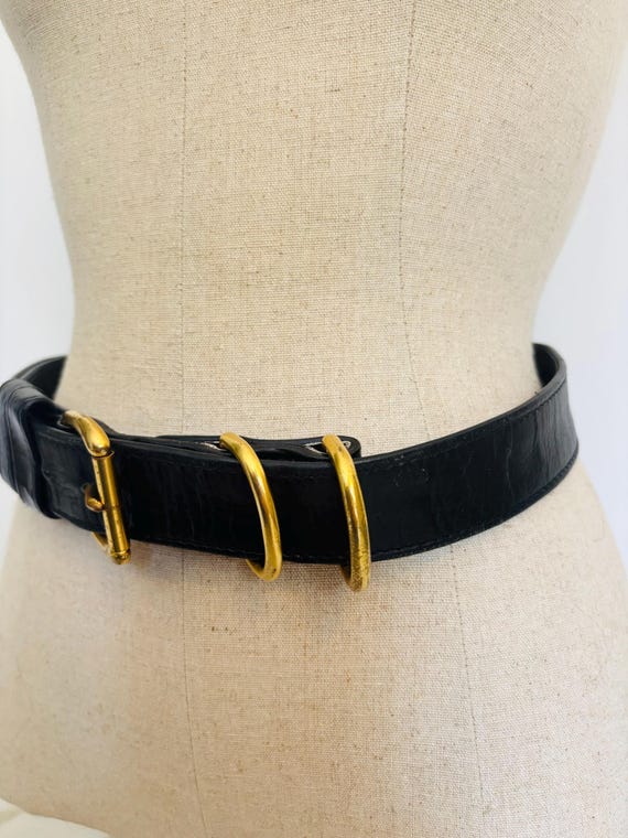 Vintage Robert Lee Morris Black Leather Solid Brass Buckle  display picture 1