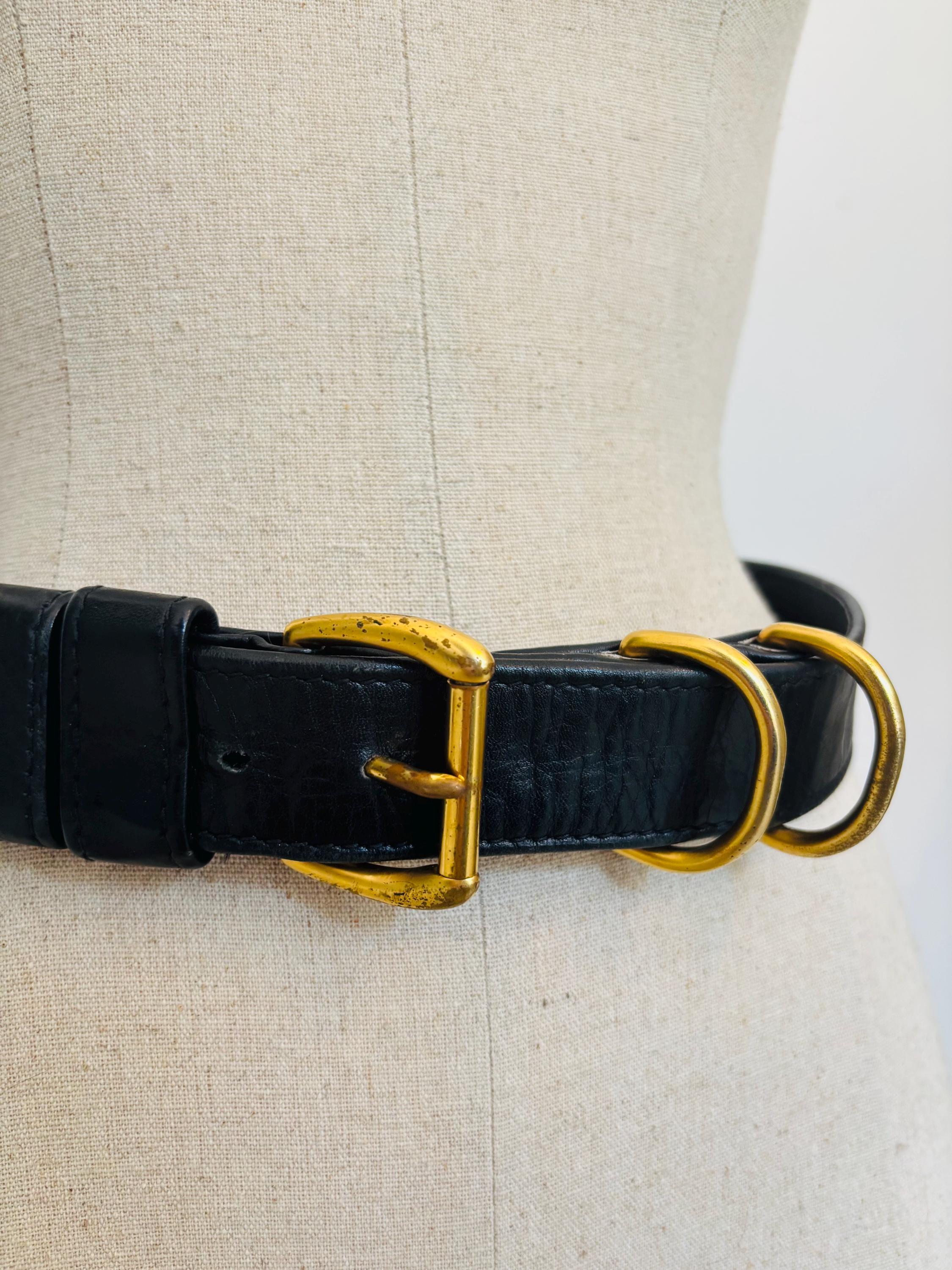 Vintage Robert Lee Morris Black Leather Solid Brass Buckle  display picture 2