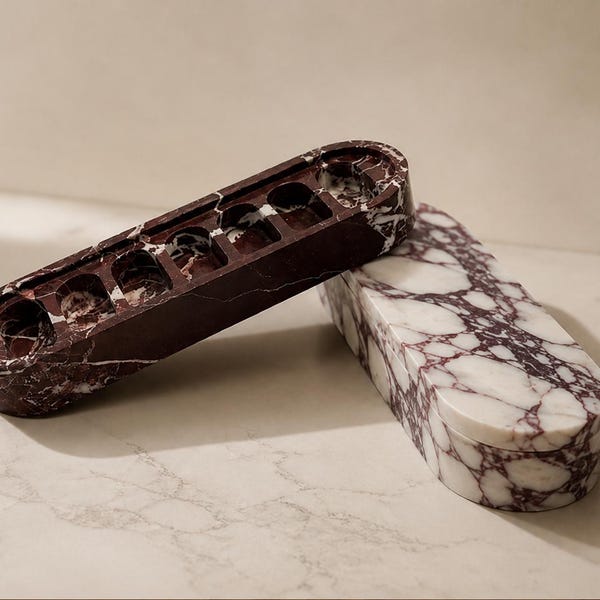 Marble 7 compartment pill and jewelry case