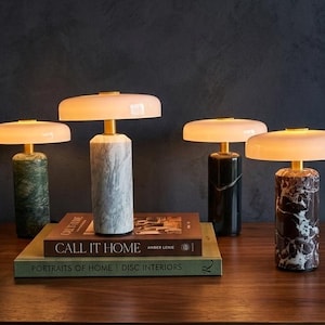Lampe de table en marbre, lampe de chevet moderne, éclairage d'appoint en pierre naturelle, décoration intérieure minimaliste