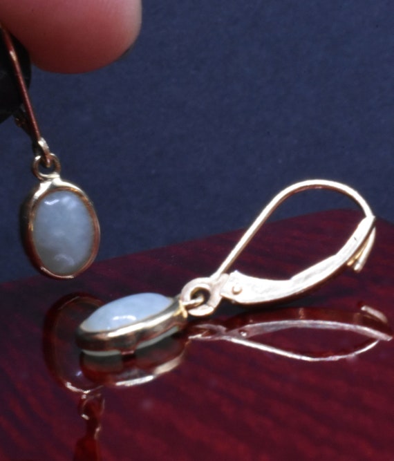 14k Jade Earrings Solid Gold Gem