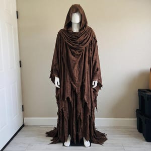 Eldritch Cultist Capuchonmantel | Bruine Gescheurde Donkere Fantasy Rituele Mantel | Tovenaar Cosplay Mantel