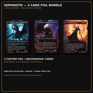Pack de 3 cartes Sephiroth brillantes | Proxies MTG personnalisés Final Fantasy VII