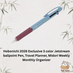 Hobonichi 2026 exklusiv Jetstream-kulspetspenna i 3 färger, reseplanerare, Midori veckovis månadsorganisatör