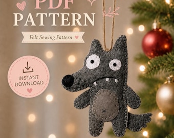 Patrón de costura de lobo de fieltro en PDF / Tutorial de juguete para principiantes (Descarga instantánea)