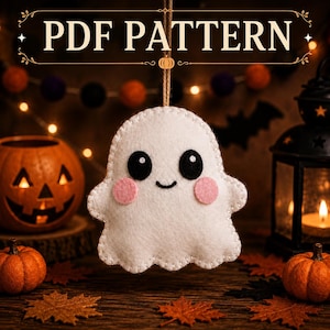 Felt Ghost Sewing Pattern PDF: Beginner Stuffed Animal Tutorial (Instant Download)