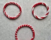 Red White Seed Bead Bracelet Set | African Inspired Boho Bangles (Stackable)
