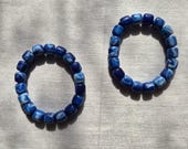 2in1 Blue Marbled Cube Bead Bracelet | Minimalist Stackable Jewelry