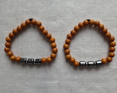 Handmade Orange Olive Beaded Bracelet | Minimalist Stretch Bangle Jewelry