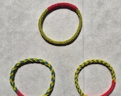 Handmade African Seed Bead Bracelet | Red, Green & Yellow Stretch | Unisex Beaded Jewelry | Boho Bracelet