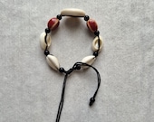 Cowrie Shell, African Inspired Beaded Bracelet, Handmade Boho Jewelry, Unisex Gift