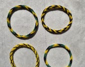 Handmade Beaded Coil Bangle Bracelet | Jamaican Colors, Seed Bead, Spiral Design