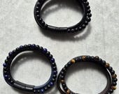 Men's Leather Bracelet with Tiger Eye, Lava, Lapis Stones | Magnetic Clasp
