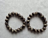 Set of 2 Brown Beaded Stretch Bracelets