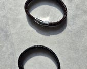 Braided Leather Bracelet | Minimalist Wristband, Magnetic Clasp, Unisex Jewellery
