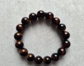 Natural Tiger’s Eye Beaded Bracelet – Classic Brown & Gold