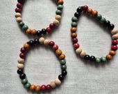 3in1 Natural Wood Bead Stretch Bracelet | Minimalist Boho Stackable Jewelry
