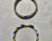 Handmade African Beaded Bracelet | Blue, White, Green, Yellow Spiral | Maasai Inspired Jewelry