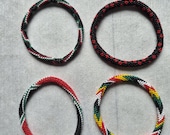 Handmade Kenyan Flag Beaded Coil Bracelet | African Seed Bead Bangle