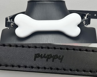 4 Colors PU Leather Bone Choker Silicone Pendant Adjustable Custom Engraved Gift