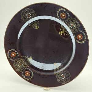 Vintage Japan Moriage Set of 5 Dinner Plate 9.5"  Gold Floral Enamel Jeweled