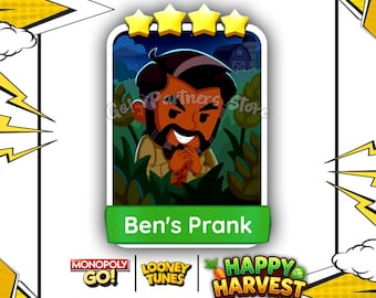 BEN'S PRANK Set #19 Monopoly_Go 4 Star Stickers Happy Harvest Album