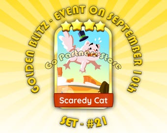 SCAREDY CAT Sticker Set-21 | Monopoly_Go Golden Blitz Event 4 Star Stickers