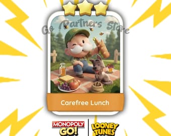 CAREFREE LUNCH Set #13 Monopoly_Go 3 Star Stickers Happy Harvest Album