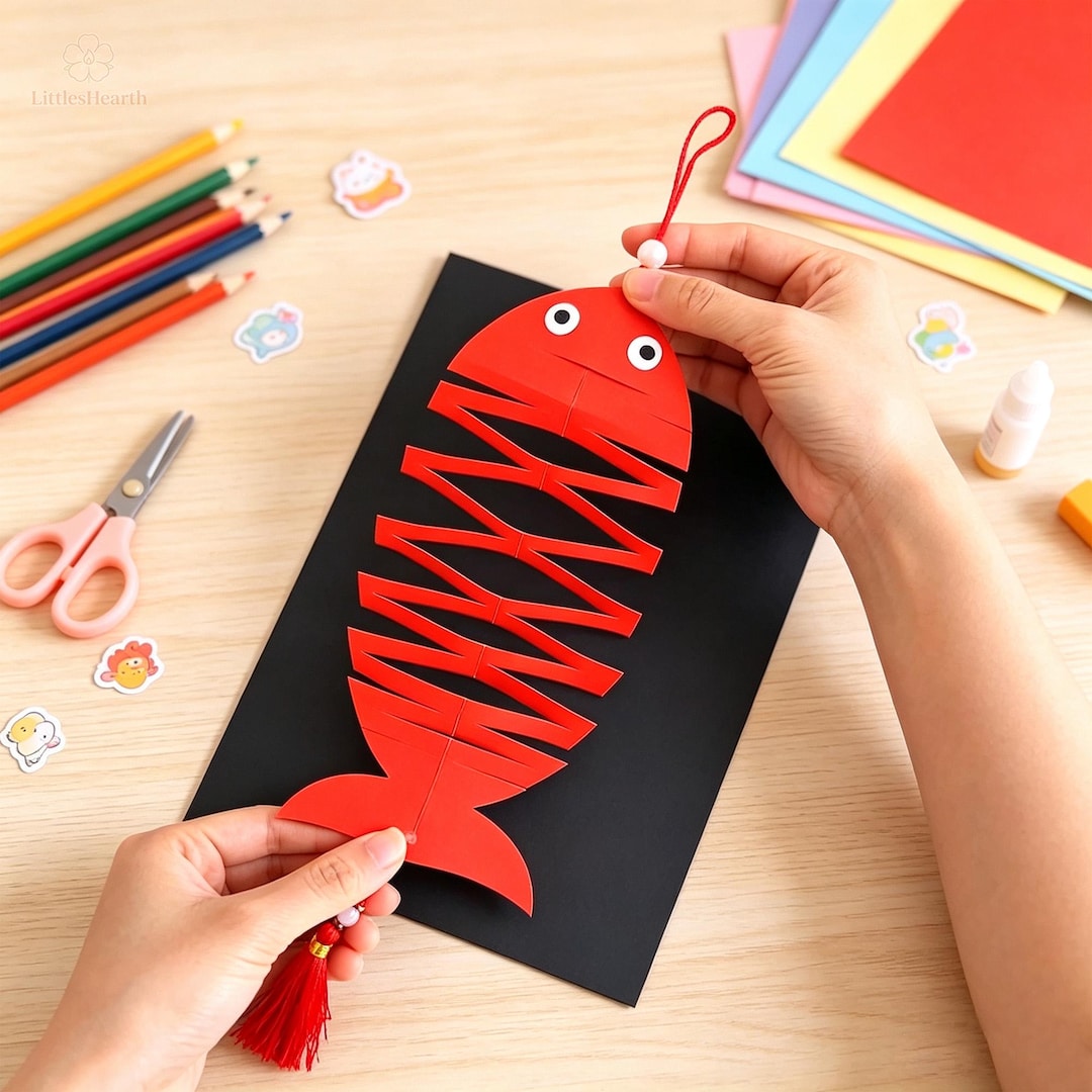3D Paper Fish Printable Template DIY Craft Pattern Step by Step Video ...