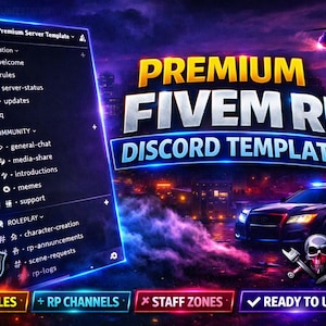 Modelo de servidor Discord para FiveM | Canais de RP, Cargos, Permissões e Layout da Equipe