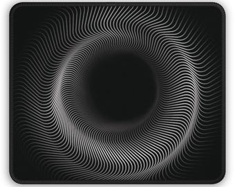 Optische Vortex Gaming Muismat | Zwarte Swirl Illusion