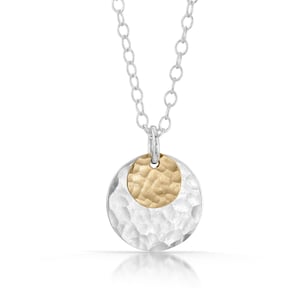 Mixed Metal Disc Necklace, Easter Day Gift For Girlfriend